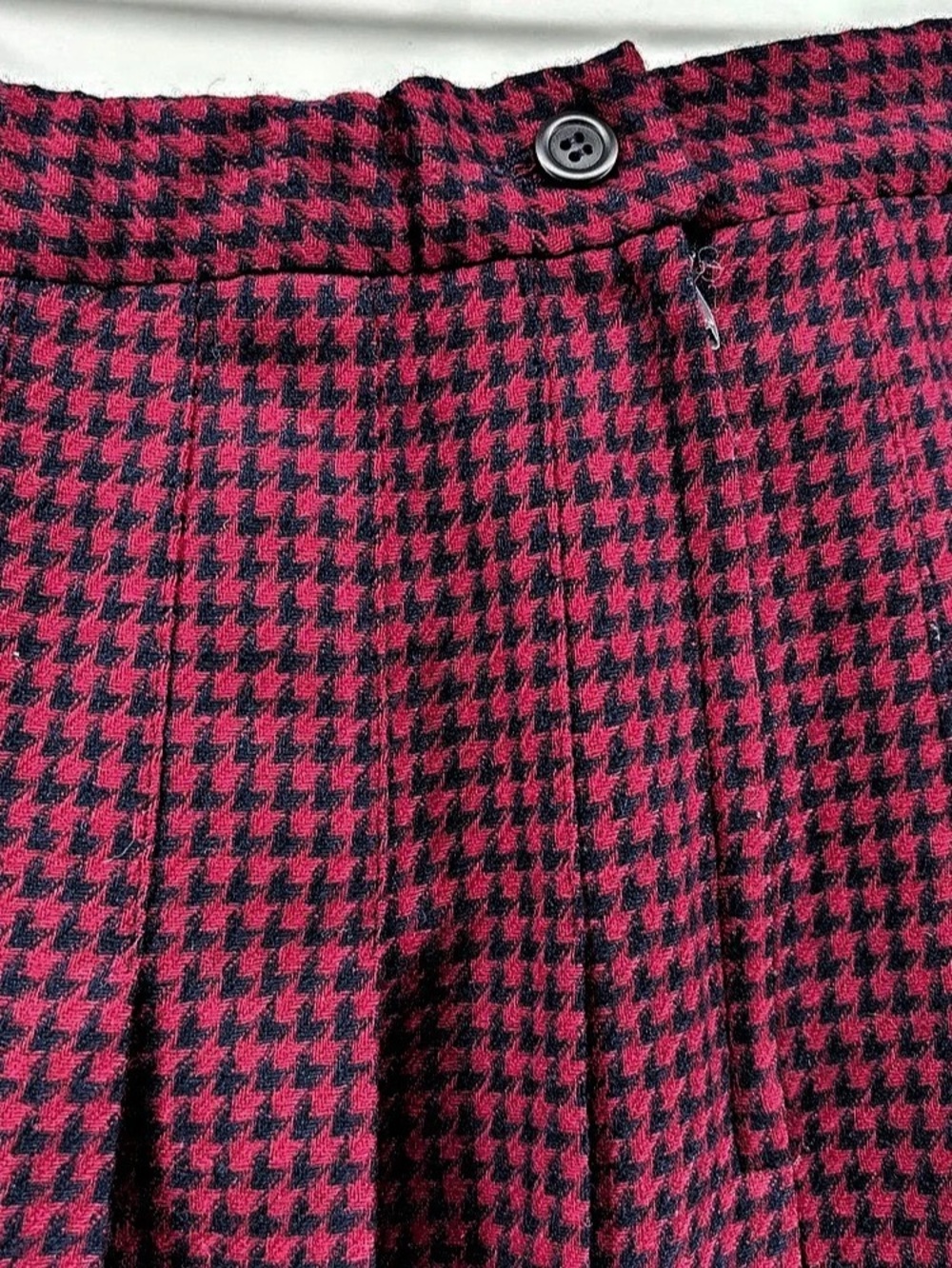 Vintage Pendleton Wool Houndstooth Pleated Skirt 8 Petite - Picture 2 of 6